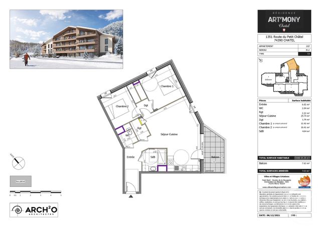 Appartement T3 à vendre - 3 pièces - 69.29 m2 - CHATEL - 74 - RHONE-ALPES - Century 21 La Chapelle Immo