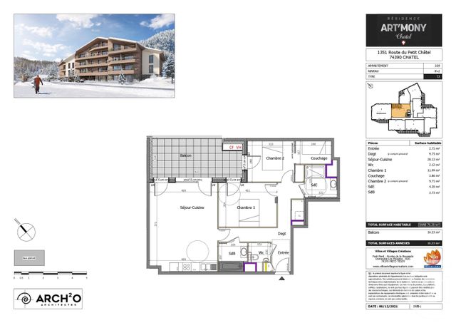 Appartement T3 à vendre - 3 pièces - 76.17 m2 - CHATEL - 74 - RHONE-ALPES - Century 21 La Chapelle Immo