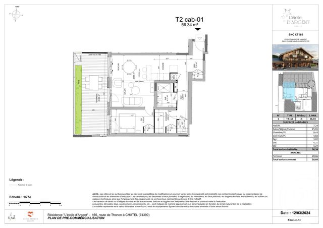 Appartement F2 bis à vendre - 3 pièces - 56.34 m2 - CHATEL - 74 - RHONE-ALPES - Century 21 La Chapelle Immo